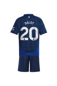 Manchester United Diogo Dalot #20 Jalkapallovaatteet Lasten Vieraspeliasu 2024-25 Lyhythihainen (+ Lyhyet housut)